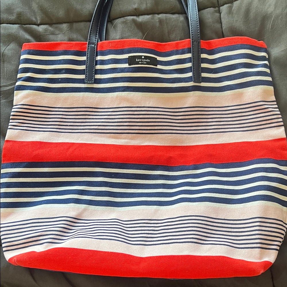 Kate Spade Red and Navy Striped Tote